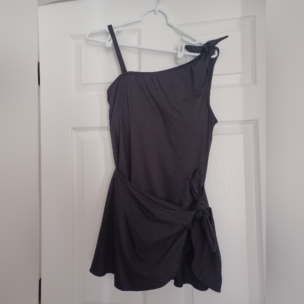 Contours By Coco Reef Black One Piece Wrap Swimsuit Size 12 36D